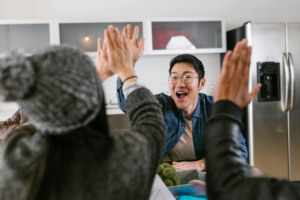A Team High-Fiving