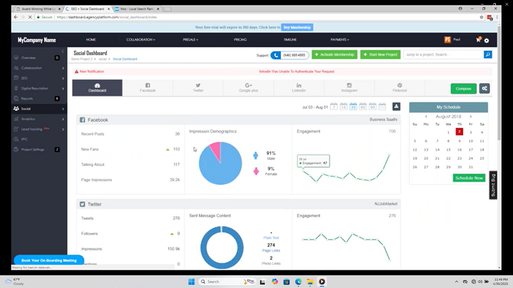 Muumba Web Digital - Social Media Marketing Dashboard