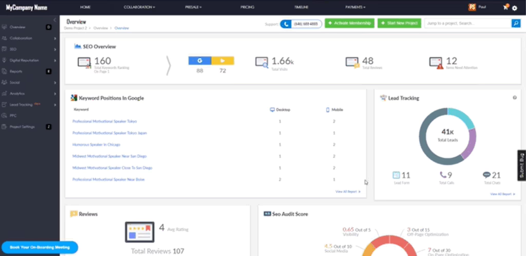 MWD SEO Dashboard Screen