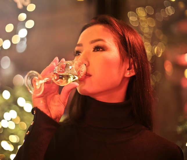MWD - White Lady Sipping A Glass of Wine